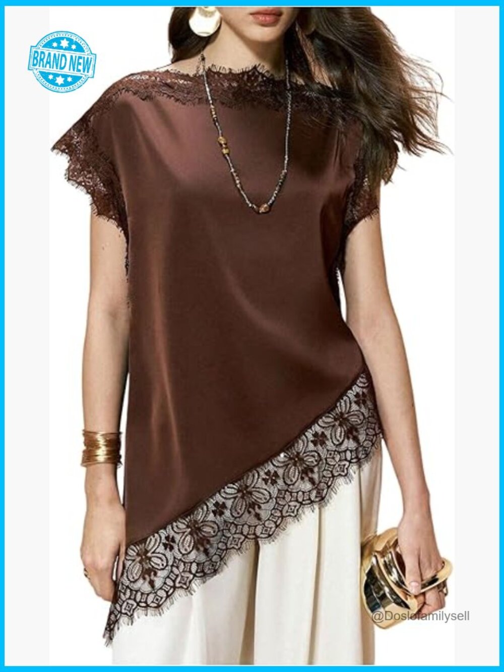 Lace Satin Tank Top Y2K Asymmetrical Hem Night Out Party Blouse